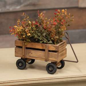 Natural Wooden Wagon With Rusty Metal Handle