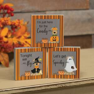 Let's Get Spooky Dog 4" Square Block - 3 Asstd.
