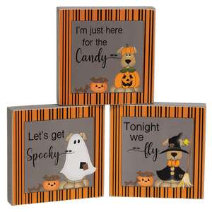 Let's Get Spooky Dog 4" Square Block - 3 Asstd.