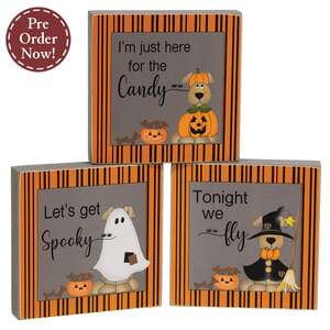 Let's Get Spooky Dog 4" Square Block - 3 Asstd.