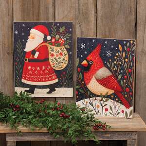 Nordic Santa At Night Wooden Sign - 10.5" x 13.5"H