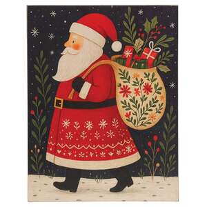 Nordic Santa At Night Wooden Sign - 10.5" x 13.5"H