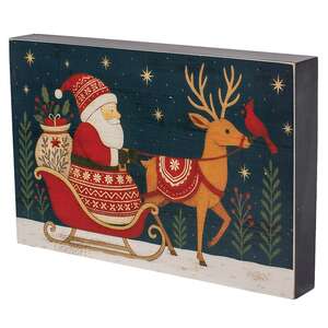 Nordic Santa and Reindeer At Night Box Sign