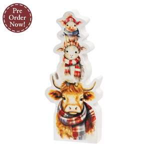Wooden Winter Animals on the Farm Stack