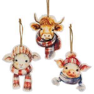 Winter Baby Animals On The Farm Ornament - 3 Asstd.