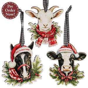 Baah La La La Farm Animal Ornament - 3  Asstd.