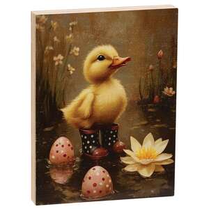 Duckling In White Polka Dot Rainboots Block - 4-1/2 In x 6 In, 51748