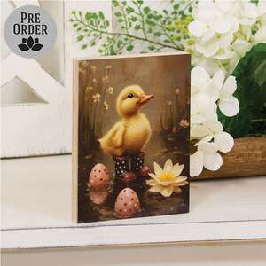 Duckling In White Polka Dot Rainboots Block - 4-1/2 In x 6 In, 51748