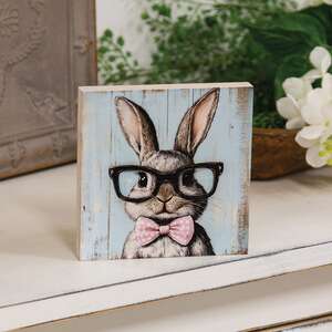 Bunny In Black Specs Block - 5 In Sq., 51749