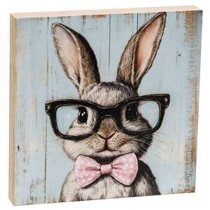 Bunny In Black Specs Block - 5 In Sq., 51749