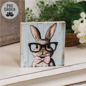 Bunny In Black Specs Block - 5 In Sq., 51749