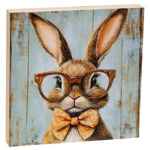 Bunny In Red Specs Block - 5 In Sq., 51750Bunny In Red Specs Block - 5 In Sq., 51750