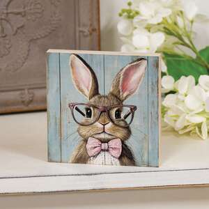 Bunny In Pink Specs Block - 5 In Sq., 51751
