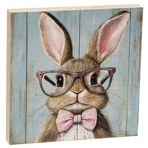 Bunny In Pink Specs Block - 5 In Sq., 51751