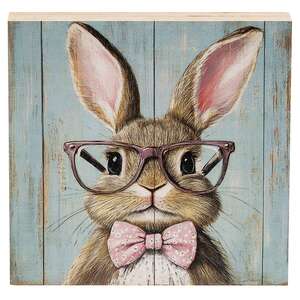 Bunny In Pink Specs Block - 5 In Sq., 51751