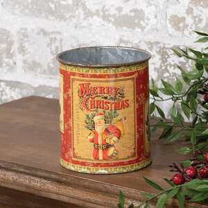 Vintage Santa Metal Can