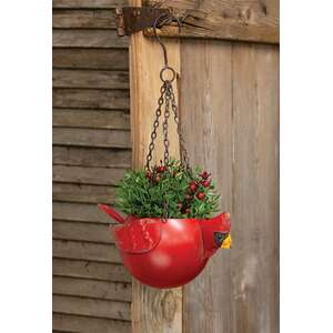 Distressed Metal Cardinal Hanging Planter