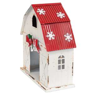 Distressed Metal Snowflake Topped Winter Barn