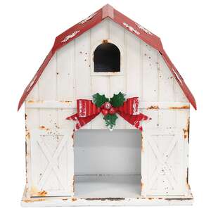 Distressed Metal Snowflake Topped Winter Barn