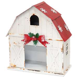 Distressed Metal Snowflake Topped Winter Barn