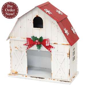 Distressed Metal Snowflake Topped Winter Barn