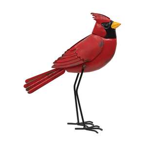 Distressed Metal Standing Cardinal - 10"H