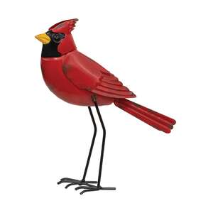 Distressed Metal Standing Cardinal - 10"H