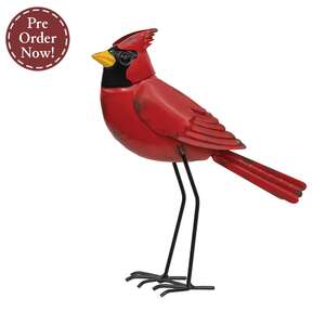 Distressed Metal Standing Cardinal - 10"H