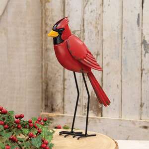 Distressed Metal Standing Cardinal - 11.5"H