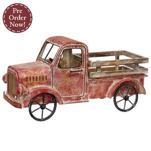 Red Distressed Metal Truck