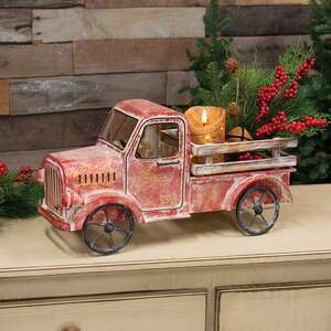 Red Distressed Metal Truck