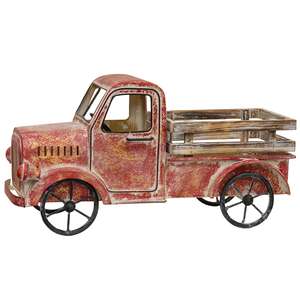 Red Distressed Metal Truck