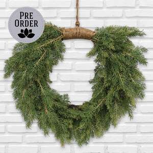 Weeping Cedar & Jute Wreath, 24" SW032505