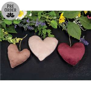 Plush Velvet Heart Ornaments, 3/Set, CW5018
