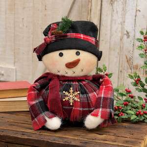 Chubby Stuffed Flannel & Winter Floral Frosty - 13"H