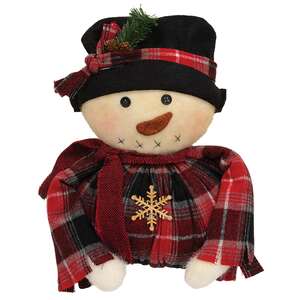 Chubby Stuffed Flannel & Winter Floral Frosty - 13"H