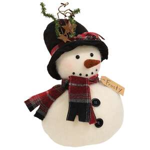 Chubby Frosty Snowman Doll With Winter Floral Top Hat