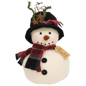 Chubby Frosty Snowman Doll With Winter Floral Top Hat
