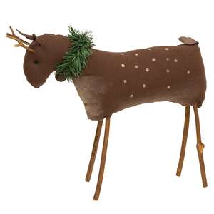 Stuffed Primitive Rudolph Reindeer - 10"H