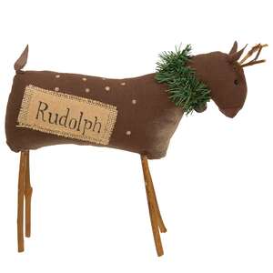 Stuffed Primitive Rudolph Reindeer - 10"H