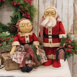 Olde Thyme Standing Santa Doll With Gift Bag