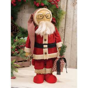 Olde Thyme Standing Santa Doll With Gift Bag