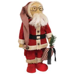 Olde Thyme Standing Santa Doll With Gift Bag