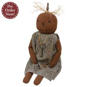 Pumpkin Girl With Antique Key Necklace