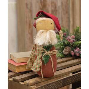 Olde Thyme Santa Doll With Pine & Scarf