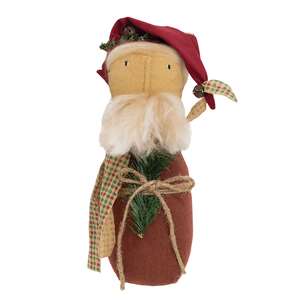 Olde Thyme Santa Doll With Pine & Scarf