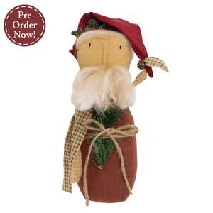 Olde Thyme Santa Doll With Pine & Scarf