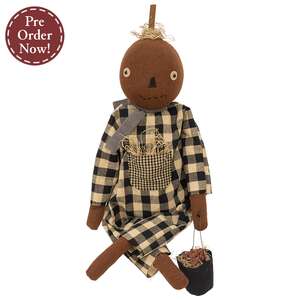 Primitive Pumpkin Boy with Apple Pail