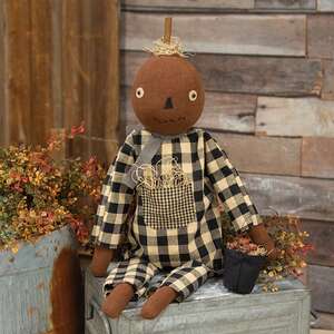 Primitive Pumpkin Boy with Apple Pail