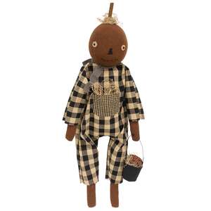 Primitive Pumpkin Boy with Apple Pail